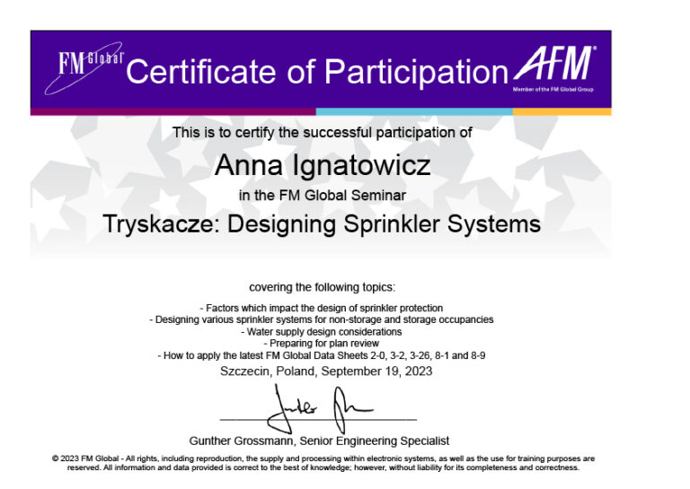 Anna Ignatowicz - certyfikat FM1