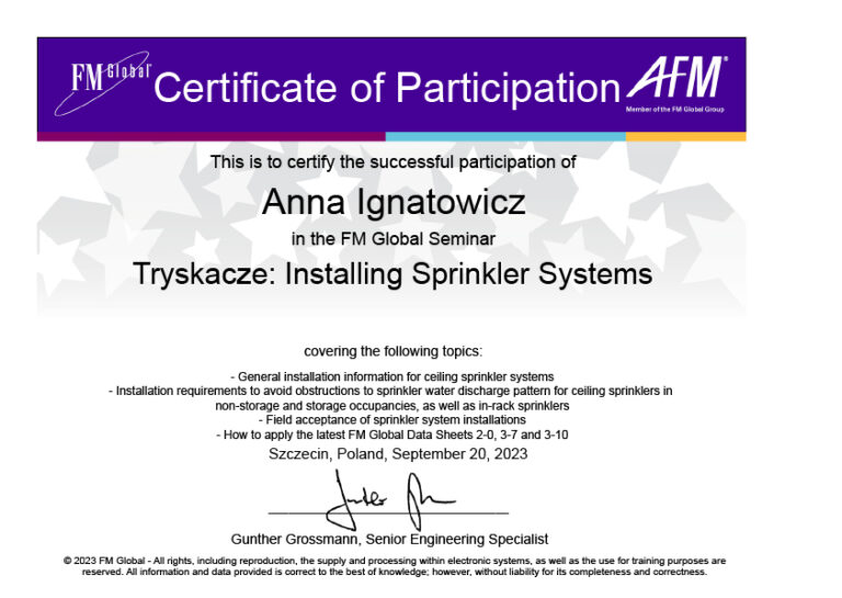 Anna Ignatowicz - certyfikat FM2